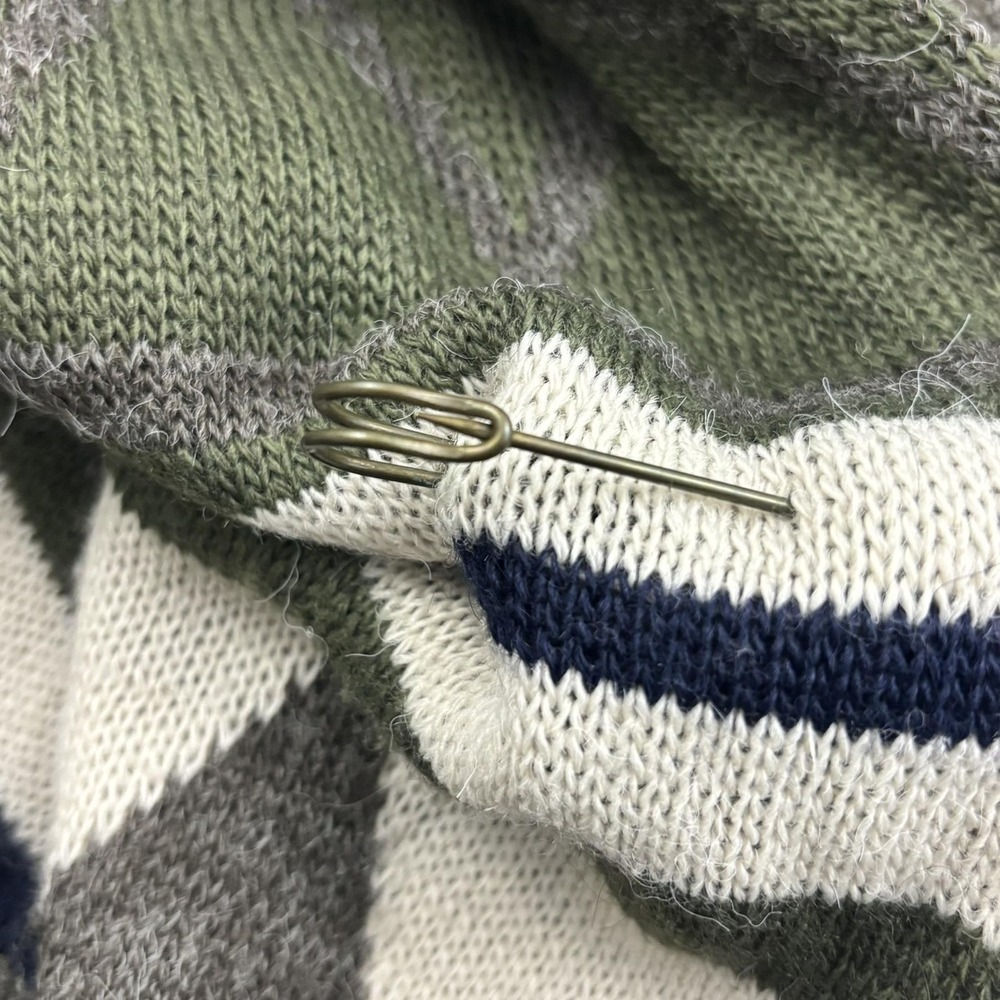 Elan Cardigan Wool Blend Sweater Womens S Olive Green Hooded Aztec Boho Goblin - Picture 8 of 16